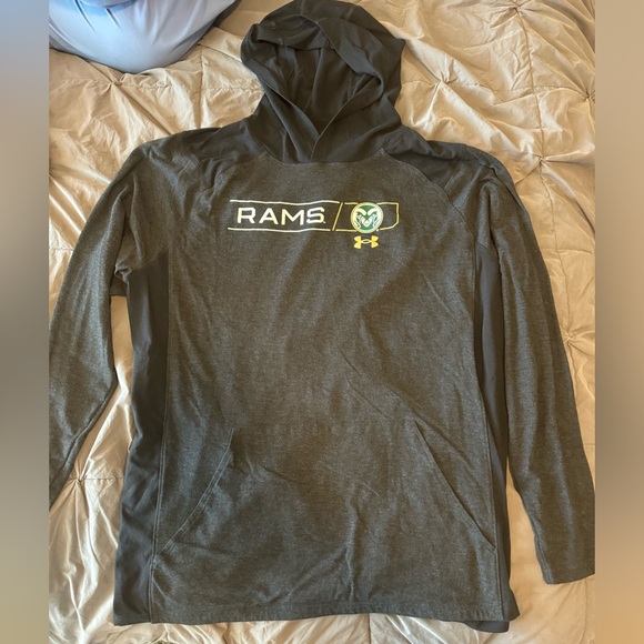👉🏼Like New👈🏼 Men’s Under Armour Charcoal Gray Colorado Rams Hooded Loose Tee XXL - Picture 1 of 4